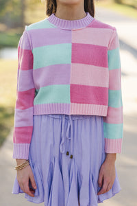 Girls: All About You Mint & Coral Striped Sweater