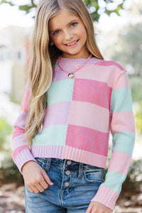Girls: All About You Mint & Coral Striped Sweater