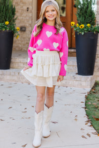 Girls: The Lily Pink w/ White Hearts Sweater