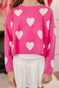 Girls: The Lily Pink w/ White Hearts Sweater