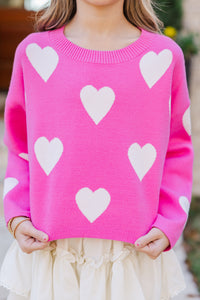 Girls: The Lily Pink w/ White Hearts Sweater