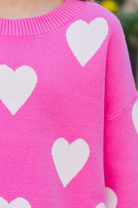 Girls: The Lily Pink w/ White Hearts Sweater