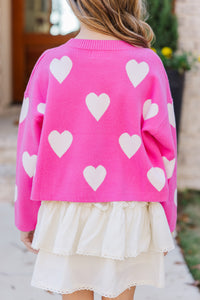 Girls: The Lily Pink w/ White Hearts Sweater