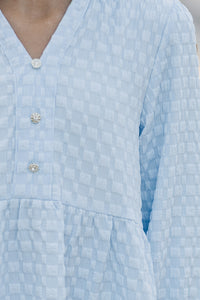 Girls: All Up To You Light Blue Textured Dress