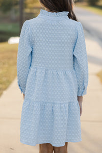 Girls: All Up To You Light Blue Textured Dress