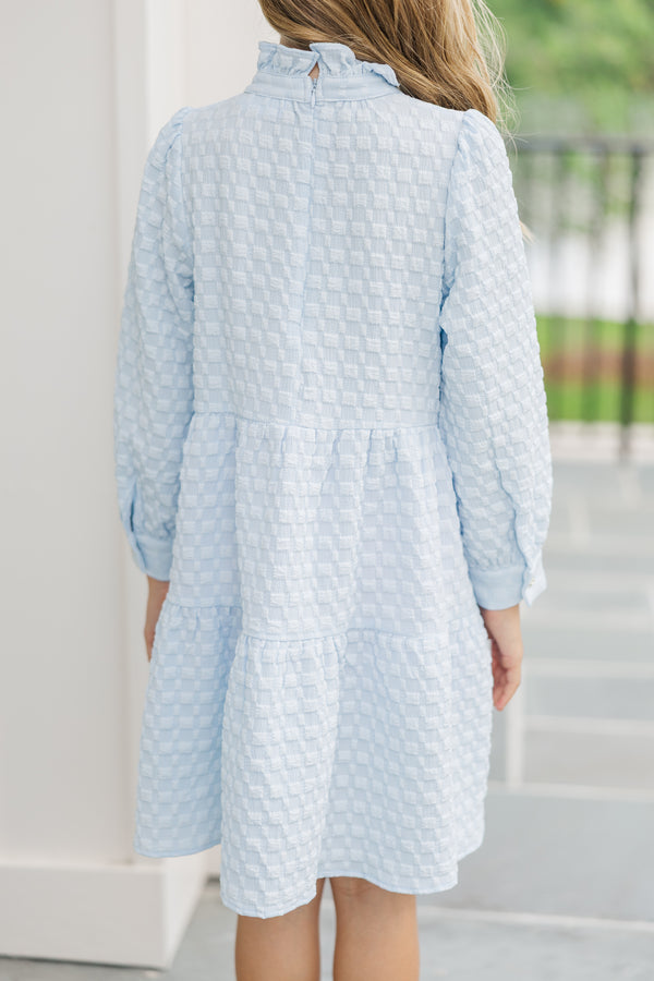 Girls: All Up To You Light Blue Textured Dress