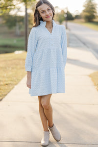 Girls: All Up To You Light Blue Textured Dress