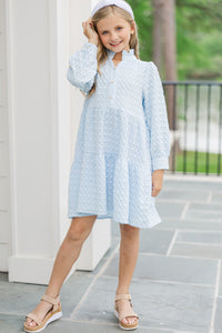 Girls: All Up To You Light Blue Textured Dress