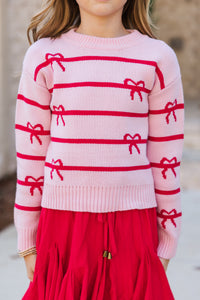 Girls: The Zoe Pink Striped Sweater