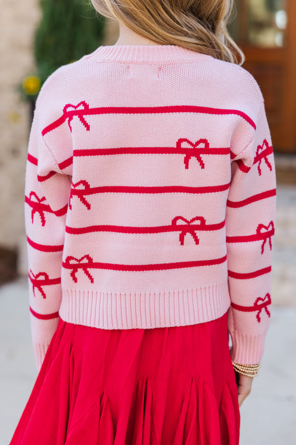 Girls: The Zoe Pink Striped Sweater