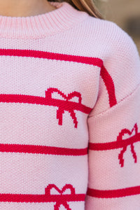 Girls: The Zoe Pink Striped Sweater