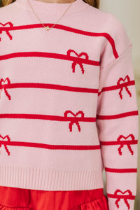 Girls: The Zoe Pink Striped Sweater