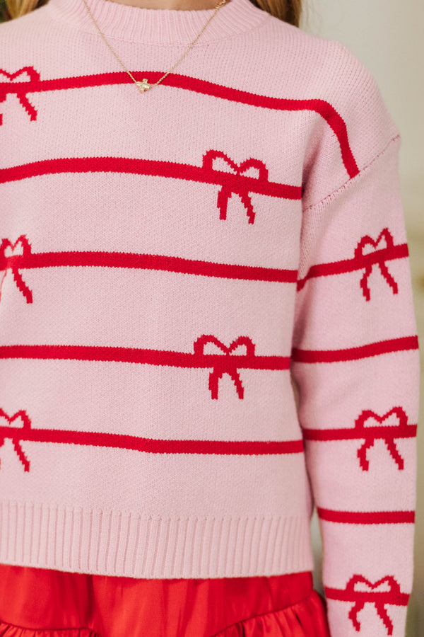 Girls: The Zoe Pink Striped Sweater