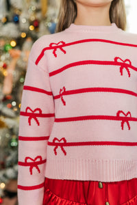 Girls: The Zoe Pink Striped Sweater