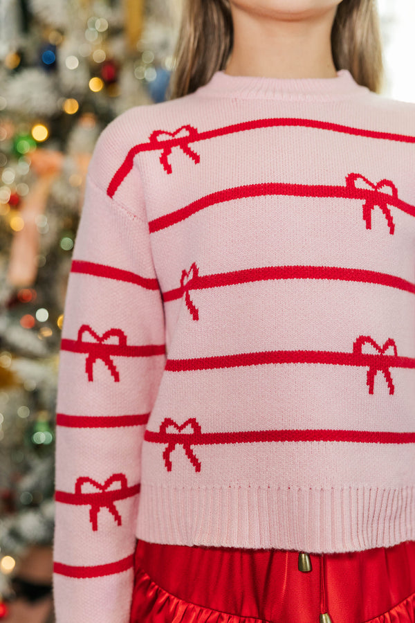 Girls: The Zoe Pink Striped Sweater