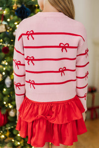 Girls: The Zoe Pink Striped Sweater