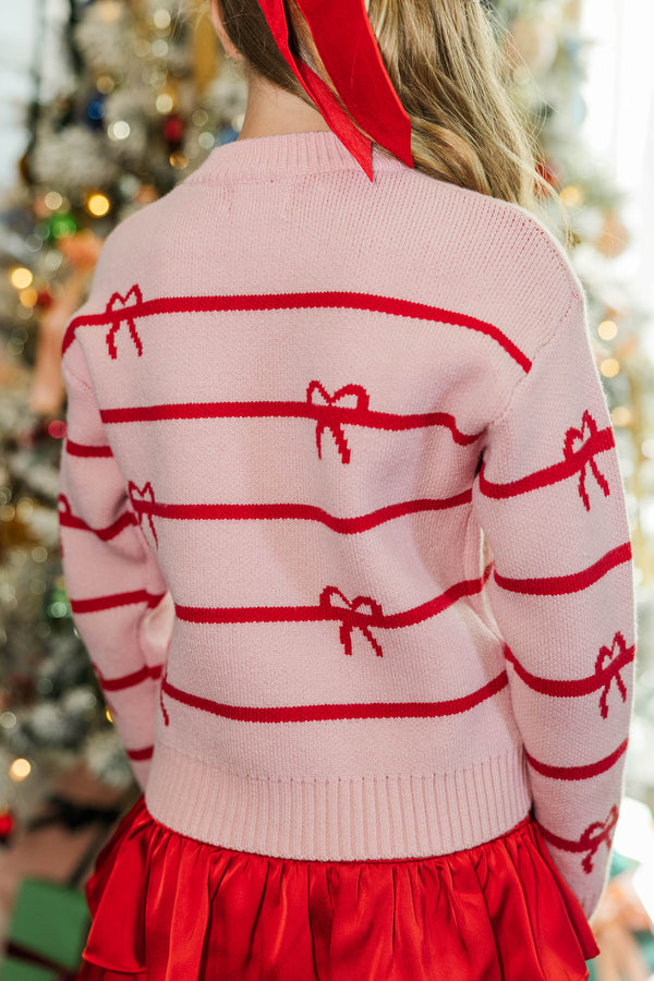 Girls: The Zoe Pink Striped Sweater