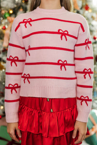 Girls: The Zoe Pink Striped Sweater