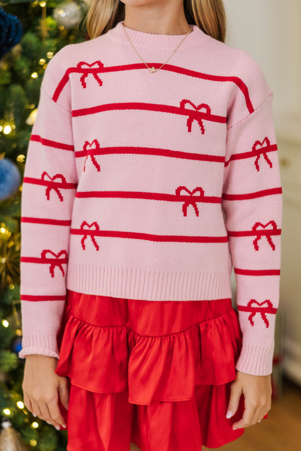 Girls: The Zoe Pink Striped Sweater