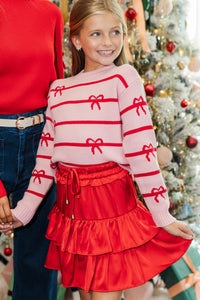 Girls: The Zoe Pink Striped Sweater