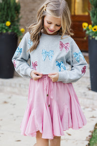 Girls: Live For Love Heather Bow Detailed Pullover