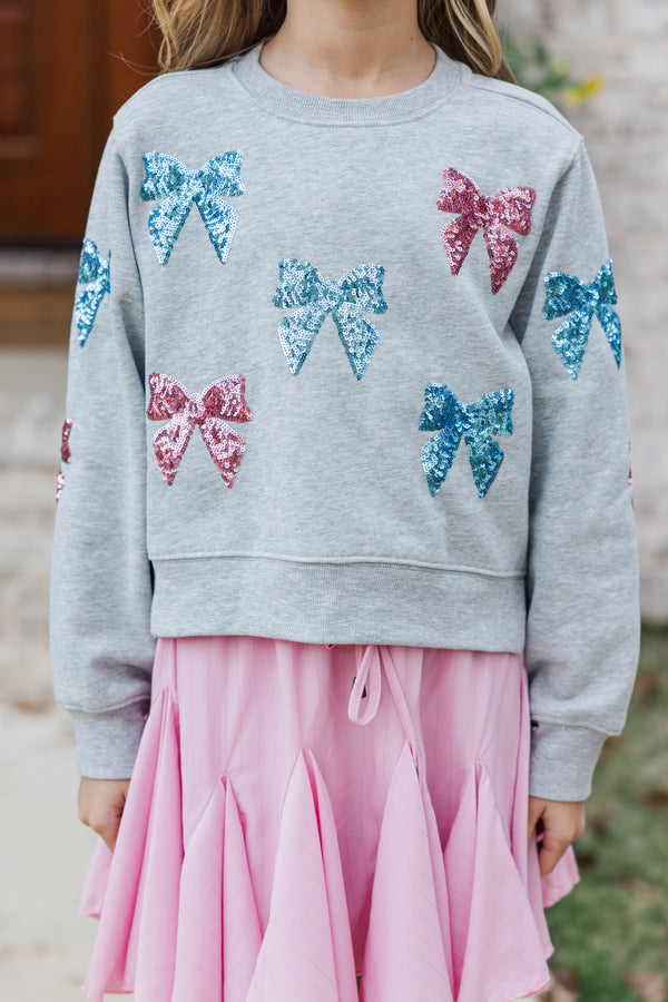 Girls: Live For Love Heather Bow Detailed Pullover