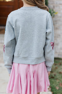 Girls: Live For Love Heather Bow Detailed Pullover