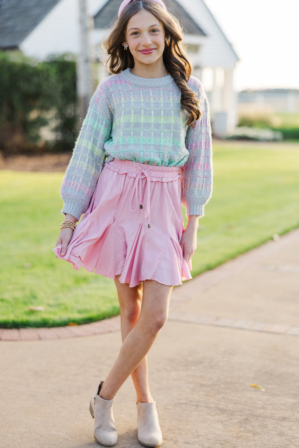 Girls: Look At You Gray Multicolor Sweater