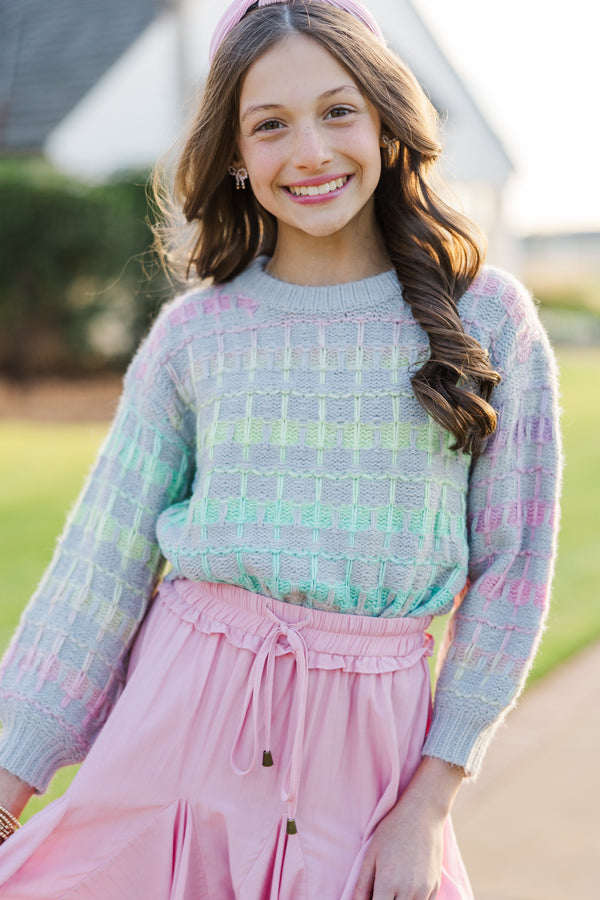 Girls: Look At You Gray Multicolor Sweater