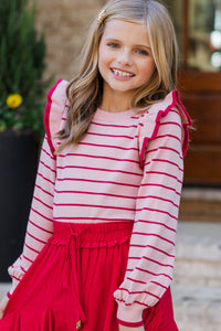 Girls: The Carmen Pink/Red Striped Sweater