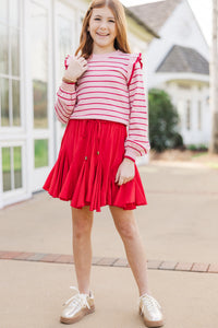 Girls: The Carmen Pink/Red Striped Sweater