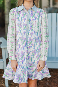 Girls: Share Your Story Green Mixed Floral Shirt Dress