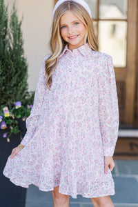 Girls: Share Your Story Blush Pink Eyelet Shirt Dress