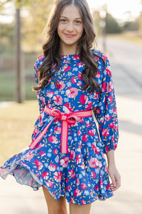 Girls: Stay Close Blue Floral Dress