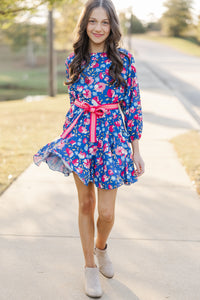 Girls: Stay Close Blue Floral Dress