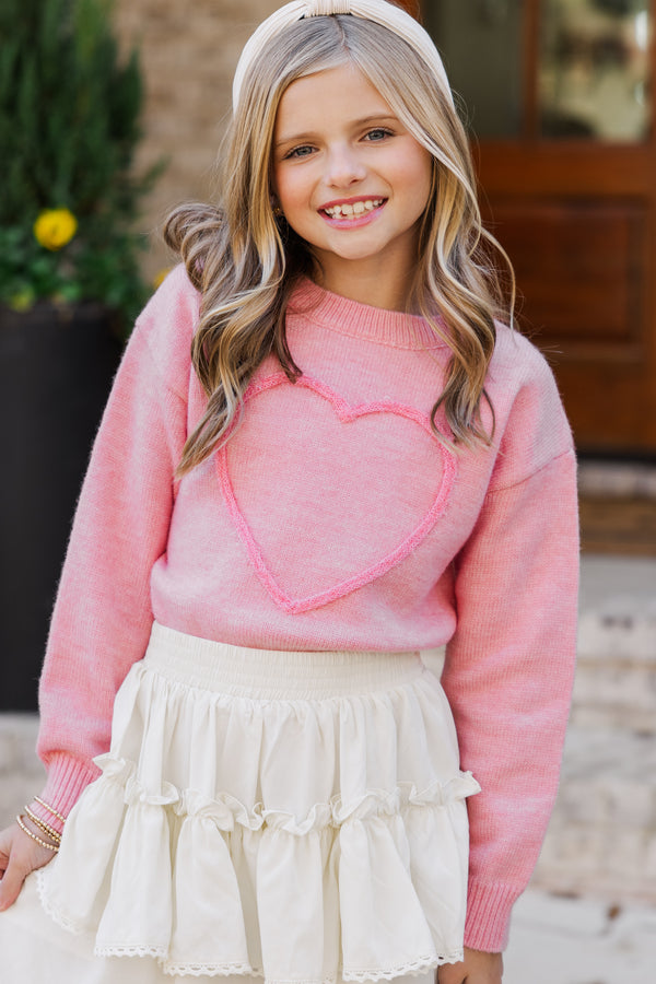 Girls: With Love Pink Heart Sweater