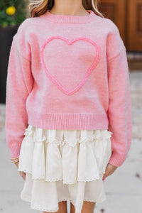 Girls: With Love Pink Heart Sweater