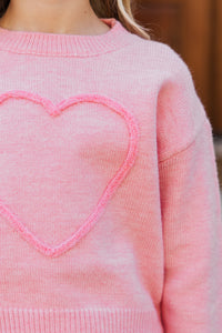 Girls: With Love Pink Heart Sweater