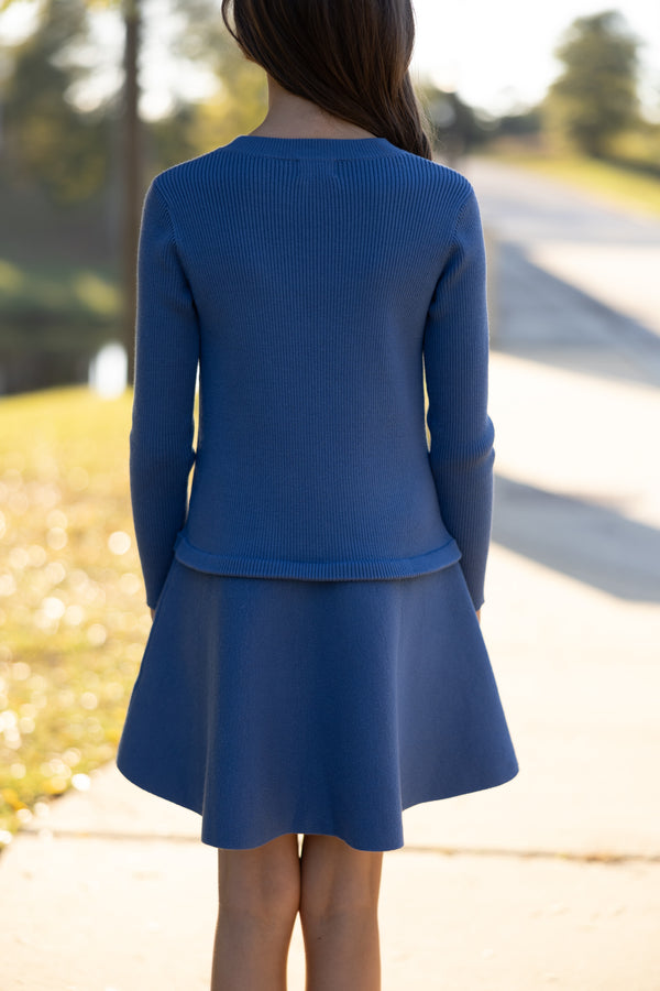 Girls: The Jordan Blue Sweater Dress