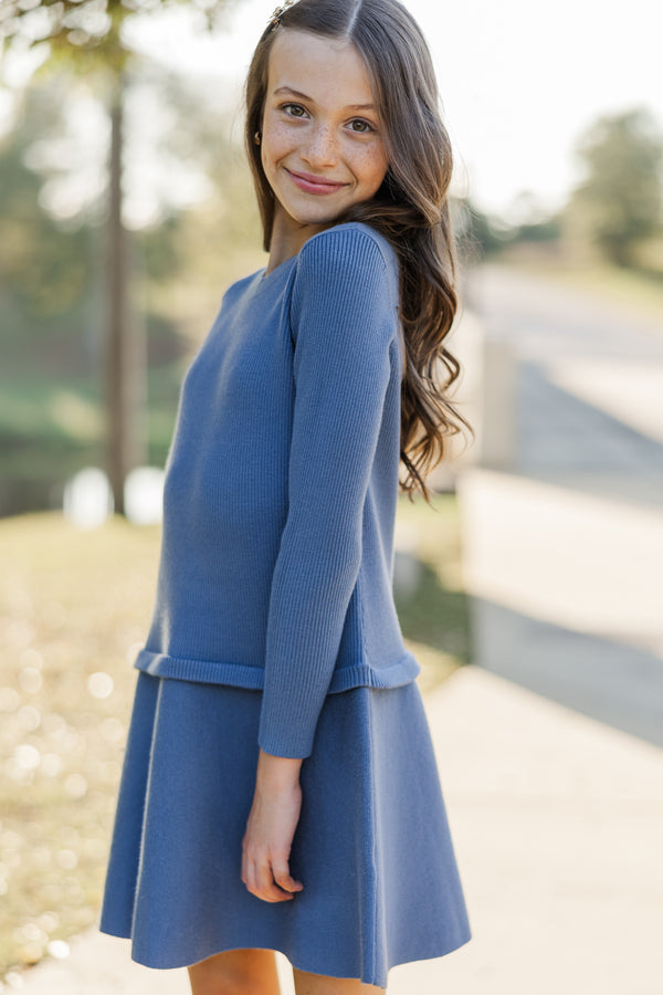 Girls: The Jordan Blue Sweater Dress