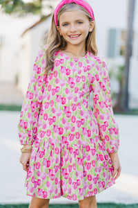Girls: The Kristy Pink Floral Drop Waist Dress