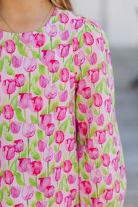 Girls: The Kristy Pink Floral Drop Waist Dress