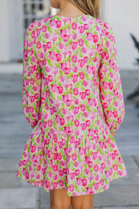 Girls: The Kristy Pink Floral Drop Waist Dress