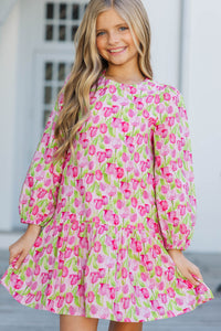 Girls: The Kristy Pink Floral Drop Waist Dress