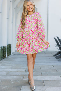 Girls: The Kristy Pink Floral Drop Waist Dress