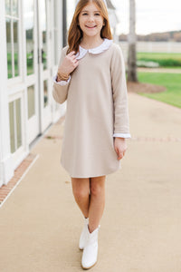 Girls: The Sadie Taupe Ruffled Dress