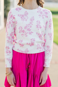 Girls: The Quinn Pink Toile Sweater