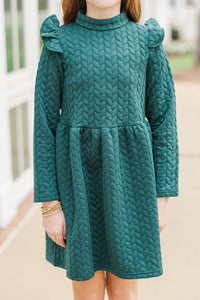 Girls: The Clara Emerald Green Textured Dress