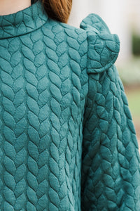 Girls: The Clara Emerald Green Textured Dress