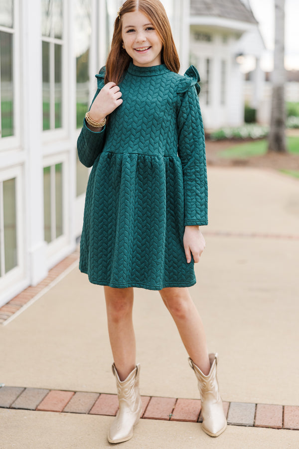 Girls: The Clara Emerald Green Textured Dress